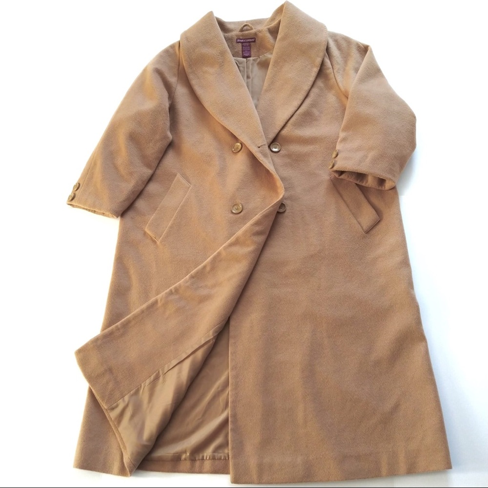 Women’s Wool-Blend Fall Winter Coat Plus Size 20P Long Shawl Collar camel